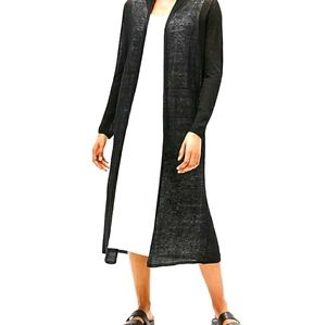 Alfani Black Linen Rayon Cotton Blend Duster/Cardigan